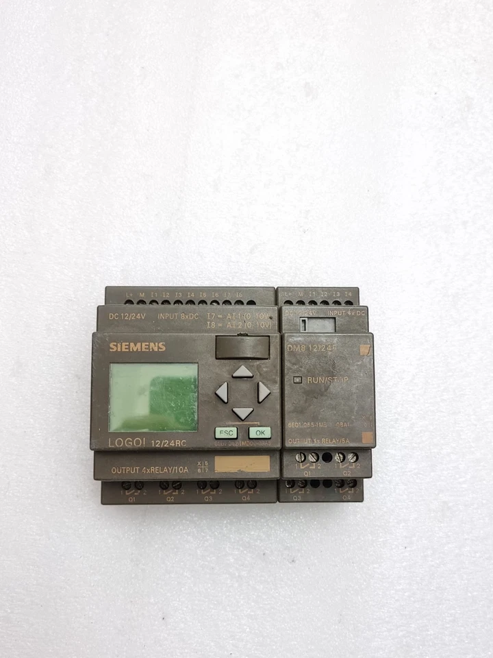 Siemens 6ED1052-1MD00-0BA5 Logo 12/24RC With 6ED1055-1MB00-0BA1 Expansion Module